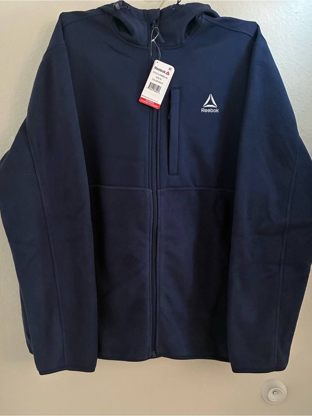 Reebok Softshell Fleece Hooded Jacket - Navy - Men’s XL - New With Tags
